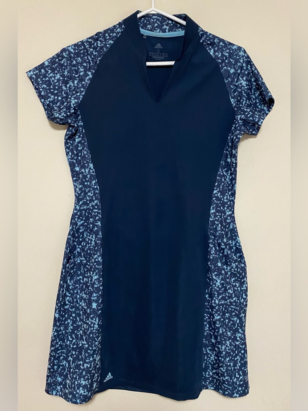 adidas Women's Navy and Light Blue Patterned Athletic Tunic Dress